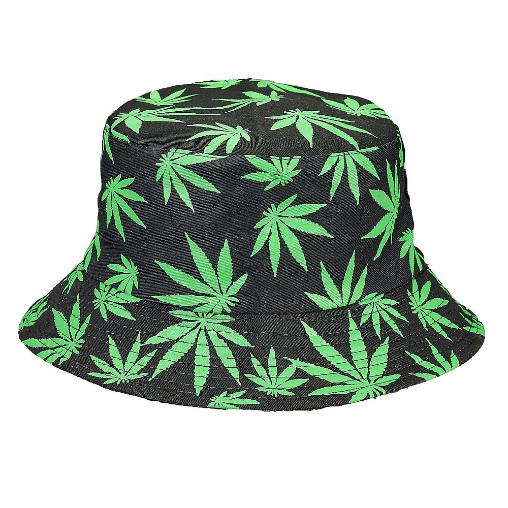 Green Leaf Black Bucket Hat