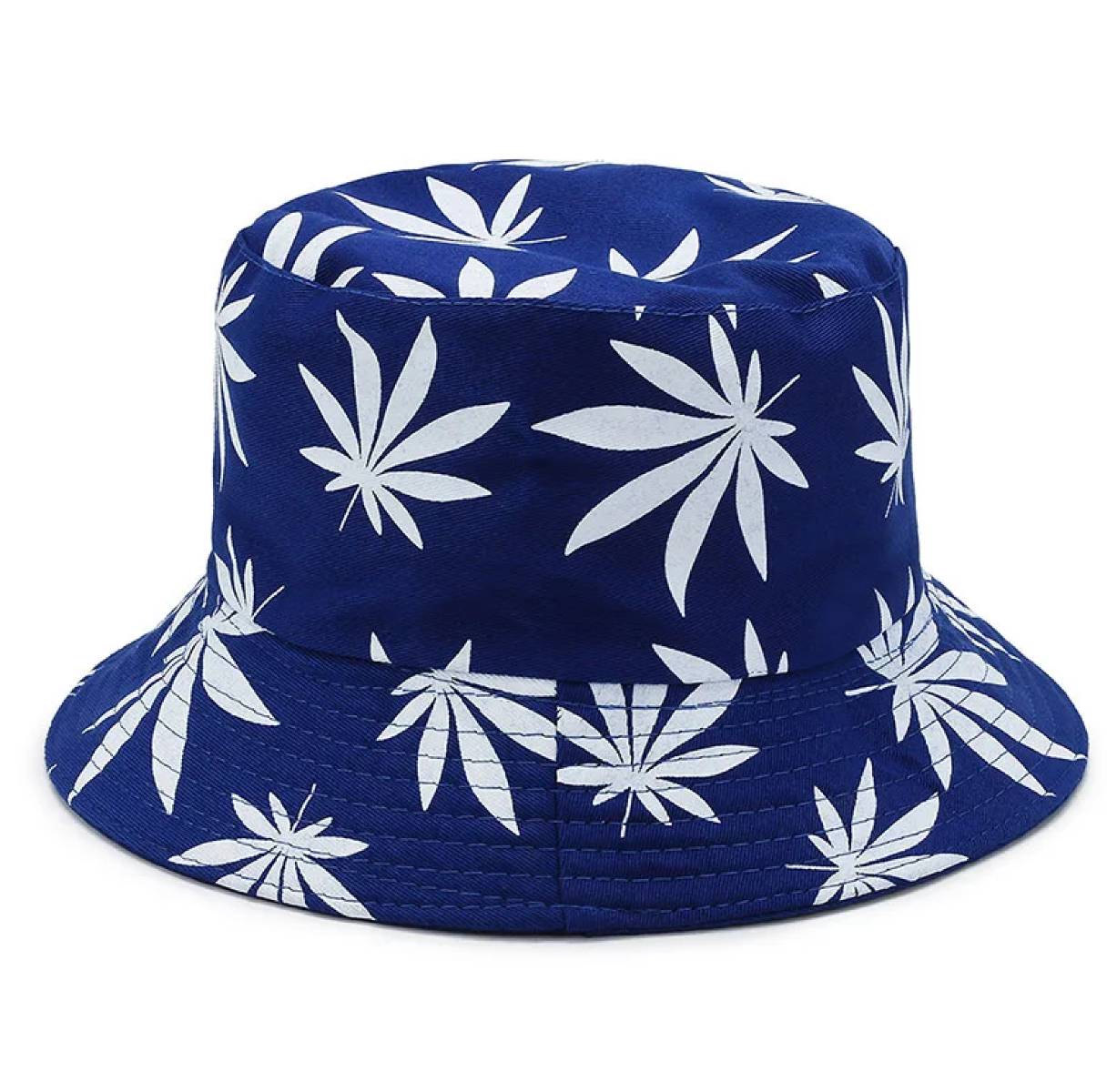 White Leaf Blue Bucket Hat